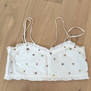 Zara White Floral beaded Camisole